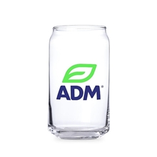 aerial view a clear 16 oz glass can tumbler, image 1 of 2