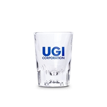 aerial view a clear 2 oz fluted shot glass, image 1 of 2