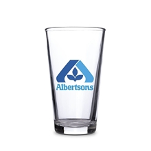 aerial view a clear 16 oz mixing glass cup, image 1 of 2