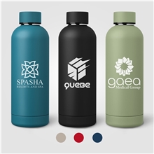 aerial view a group of astrid - 18 oz recycled stainless steel double wall bottle, image 1 of 2