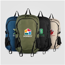 a group of nordpack recycled polyester sport backpack - 7.4 gal - heat transfer