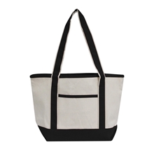 a natural/ black oad promotional heavyweight medium beach tote