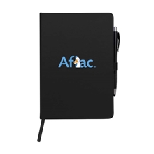 aerial view a black neptune notebook with pen, image 1 of 2