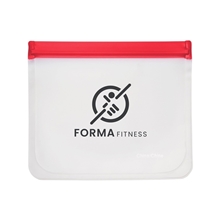aerial view a red prime line reusable zip top storage bag, image 1 of 4