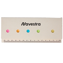 aerial view a white recycled milk carton sticky notes ruler pad, image 1 of 4
