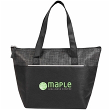 aerial view a black mist recycled 9- can non - woven tote cooler, image 1 of 6