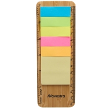 aerial view a natural fsc(r) certified bamboo ruler with sticky notes, image 1 of 3