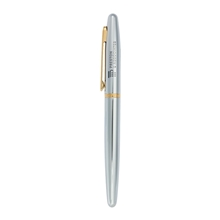 aerial view a group of sheaffer(r) vfm polished chrome with gold roller bal, image 1 of 4