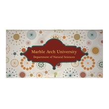 aerial view a white 13 oz vinyl banner with grommets, image 1 of 5