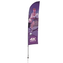 aerial view a white 13 streamline razor flag blade sail sign kit (single - sided with ground spike), image 1 of 5