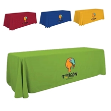 aerial view a group of 8 economy table throw cover (full - color imprint), image 1 of 2