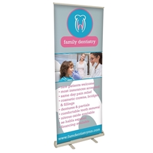 aerial view a group of 31.5 retractable polypropylene pop - up banner, image 1 of 5