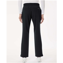aerial view a black jaanuu - womens xenos essential knit - waist scrub pants, image 1 of 6