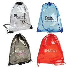 a group of soft tpu clear festival drawstring pack