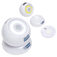 aerial view a white orbit swivel beacon with motion detector, image 1 of 2