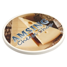 aerial view a white cobblestone absorbent coaster with cork base, image 1 of 3