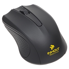 aerial view a black avant wireless optical mouse with antimicrobial additive, image 1 of 3