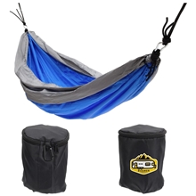 aerial view a blue/gray summer breeze portable hammock, image 1 of 3
