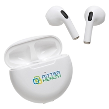 aerial view a white medley tws earbuds, image 1 of 6