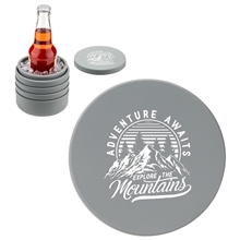 aerial view a dark gray collapsible wine cooler ice bucket, image 1 of 5