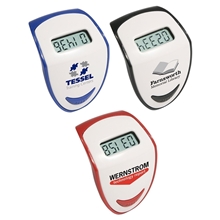 aerial view a group of step hero 2 tone pedometer with belt clip, image 1 of 2
