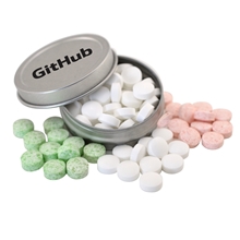 a silver flat top tins with mini mints