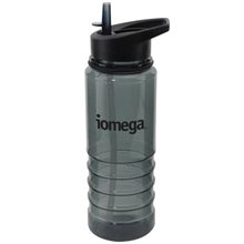 aerial view a black 25 oz tritan sport bottle, image 1 of 2