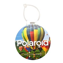 a white with cord plastic circle luggage tag - 4 d