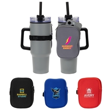 aerial view a group of cup cadet zippered pouch, image 1 of 2