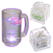 a clear promotional lited - light up blue ice cube