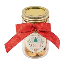 aerial view a clear fresh beginnings bite size cookies mason jar, image 1 of 5