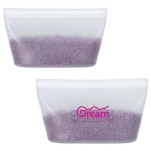 a group of freshkeep platinum silicone 34 fl oz leakproof food storage pouch