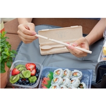 aerial view a group of 6- in -1 portable wheatstraw tableware set, image 1 of 4