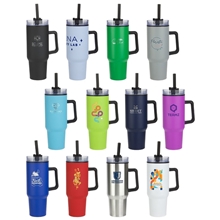 aerial view a group of outpost 40 oz stainless steel / polypropylene mug, image 1 of 3