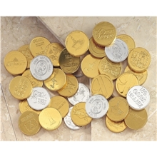 aerial view a group of chocolate coins, image 1 of 3