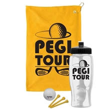 a athletic gold towel & black lid & clear bottle the tourney - golf kit