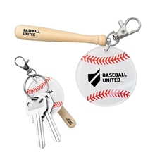 a wood baseball bat keychain
