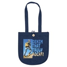 aerial view a navy blue mb(tm) denim tote, image 1 of 3