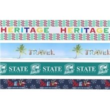 a group of custom badge satin ribbon with sublimation imprint