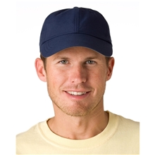 aerial view a navy adams 6- panel uv low - profile cap with elongated bill, image 1 of 2