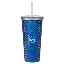 aerial view a blue b.free rainbow pride 22oz sparkle straw tumbler, image 1 of 3