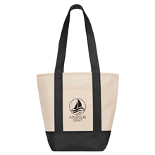 aerial view a black non - woven mini tote bag, image 1 of 6