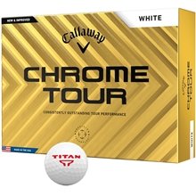 aerial view a white callaway chrome tour golf balls, image 1 of 2