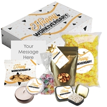 a group of work anniversary happys - fancy popcorn snacks gift