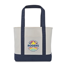 aerial view a true navy large canvas tote, image 1 of 3