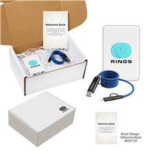aerial view a group of 65w quick charge cable rpet power bank gift set, image 1 of 2
