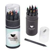a group of blackwood 12- piece colored pencil set in tube with sharpener