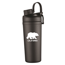 aerial view a black 26 oz double wall stainless steel vacuum ice shaker, image 1 of 3