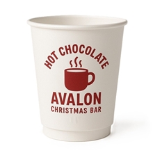 aerial view a white 12 oz. double wall paper cup, image 1 of 2