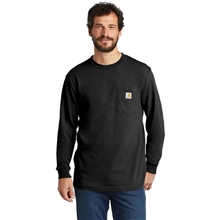 aerial view a black carhartt workwear pocket long sleeve t - shirt, image 1 of 6